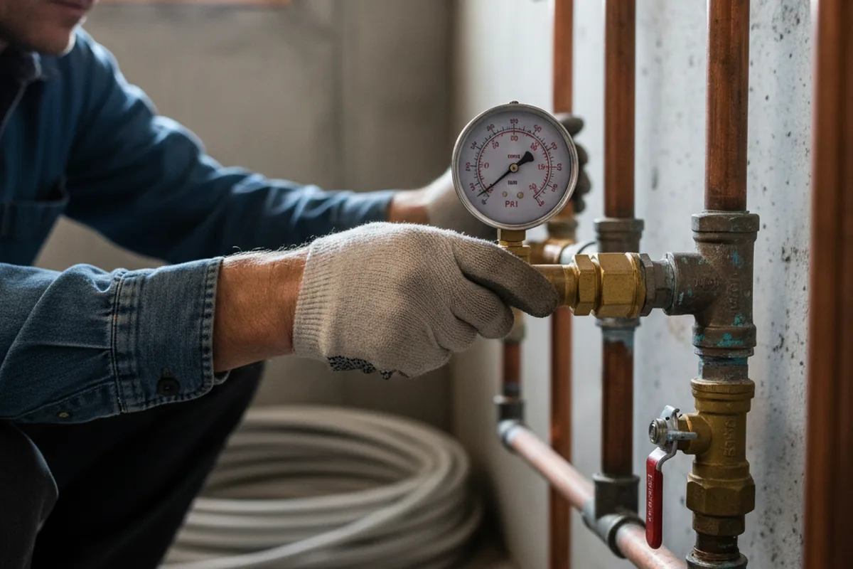 Pressure testing a repaired line during Water Line Repair in Kresgeville